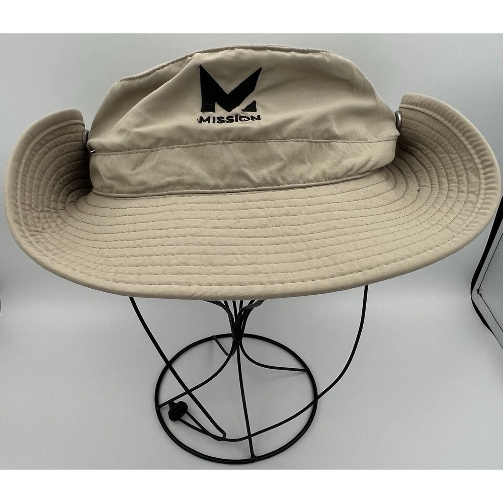 Mission Bucket Hat Chin Strap Side Snaps Stretch Beige Unisex Adult Pack OSFM